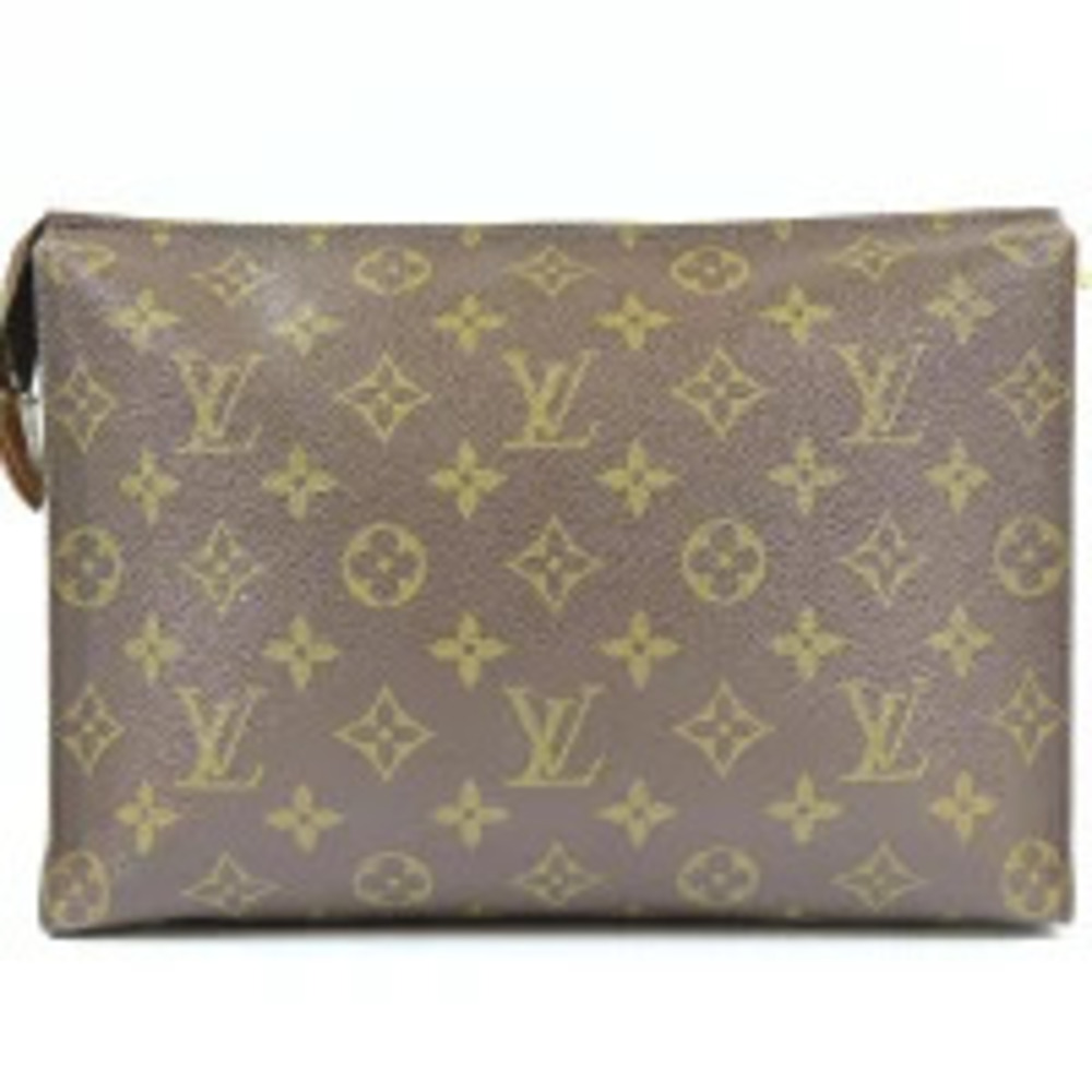 Louis Vuitton Pochette Toilette Clutch Bag Monogram Shoulder Leather Brown